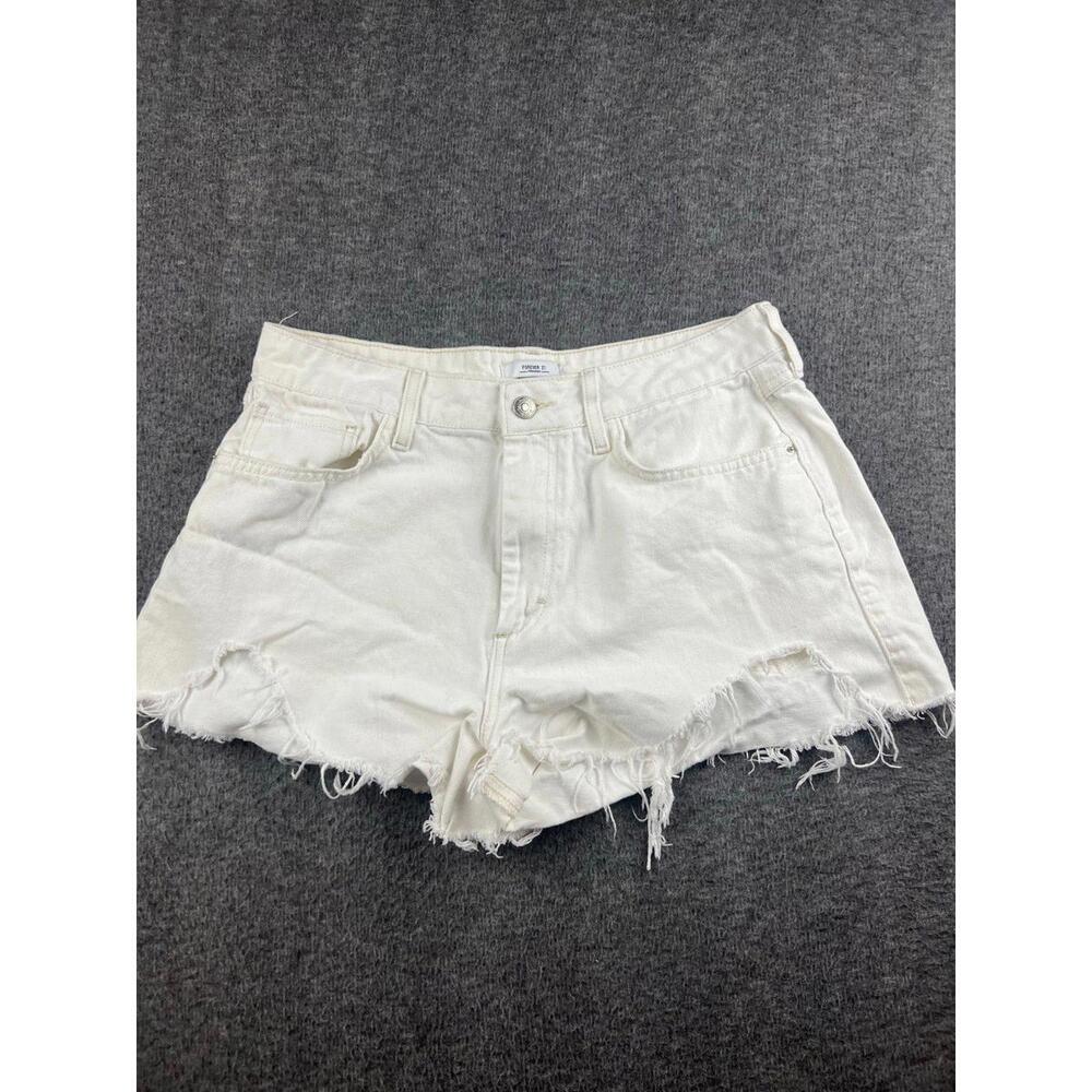 Forever 21 White Denim Shorts with Frayed Hem‎ Size 29
